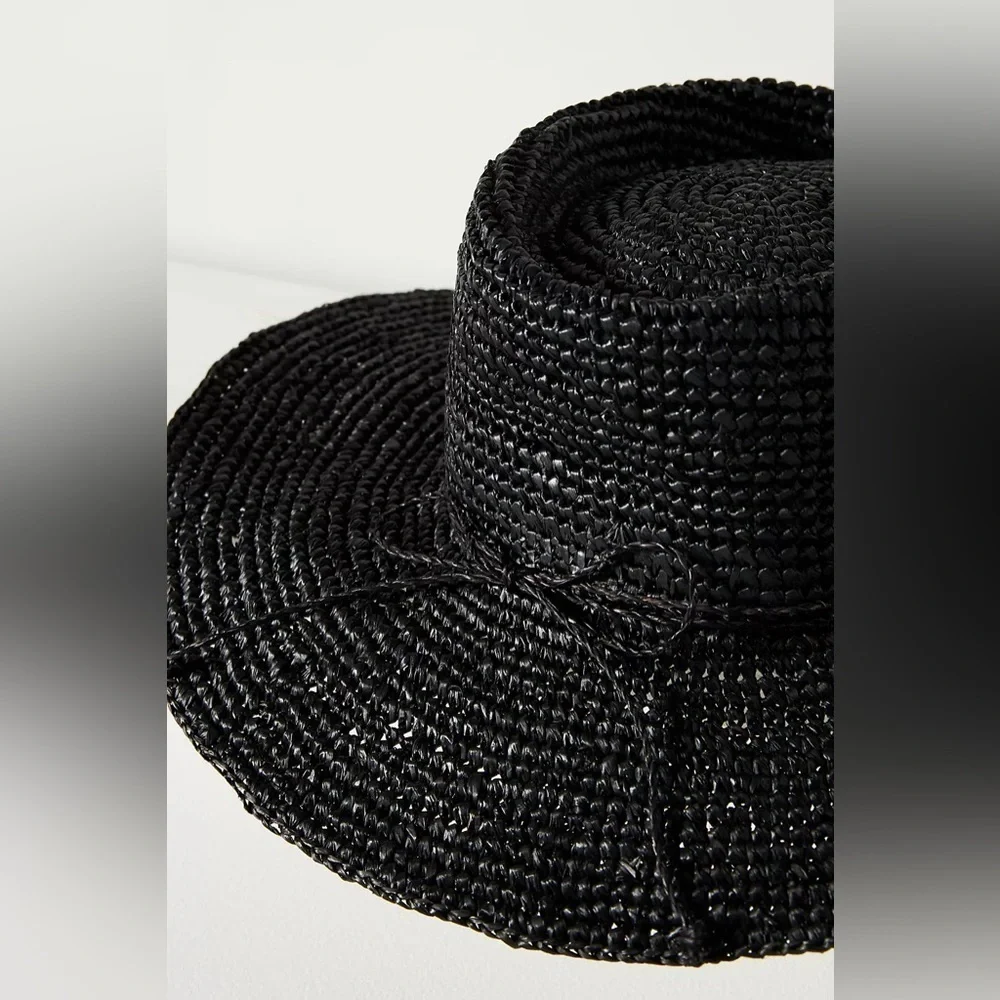 Anthropologie San Diego Hat Co. Crochet Raffia Boater